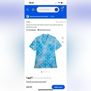 Disney Hercules Pegasus Button Down XXL